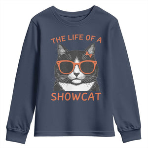 The Life Of A Showcat Youth Sweatshirt Funny Cat Showgirl Era TS10 Navy Print Your Wear