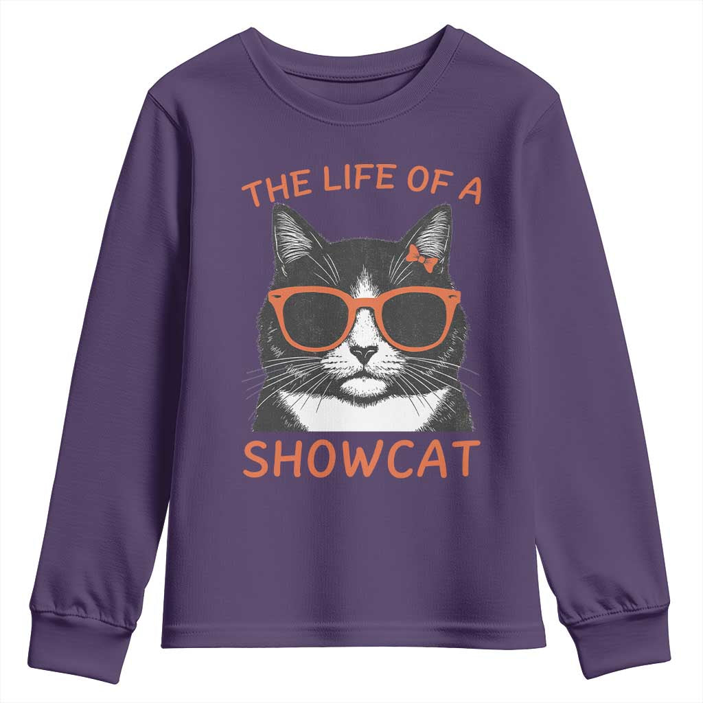 The Life Of A Showcat Youth Sweatshirt Funny Cat Showgirl Era TS10 Purple Print Your Wear