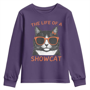 The Life Of A Showcat Youth Sweatshirt Funny Cat Showgirl Era TS10 Purple Print Your Wear