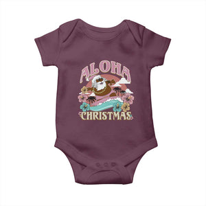 Hawaii Christmas Baby Onesie Retro African American Surfing Santa With Tattoos Aloha Christmas TS10 Maroon Print Your Wear