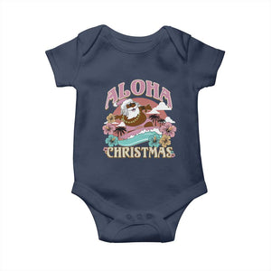 Hawaii Christmas Baby Onesie Retro African American Surfing Santa With Tattoos Aloha Christmas TS10 Navy Print Your Wear