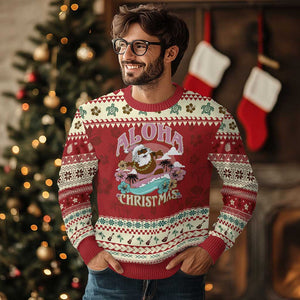 Hawaii Ugly Christmas Sweater Retro African American Surfing Santa With Tattoos Aloha Christmas TS10 Hibiscus Print Your Wear