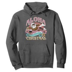 Hawaii Christmas Hoodie Retro African American Surfing Santa With Tattoos Aloha Christmas TS10 Dark Heather Print Your Wear