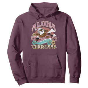 Hawaii Christmas Hoodie Retro African American Surfing Santa With Tattoos Aloha Christmas TS10 Maroon Print Your Wear