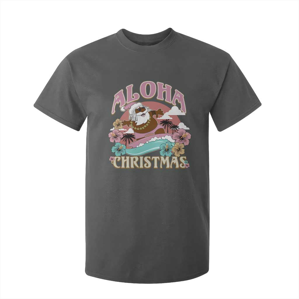 Hawaii Christmas T Shirt For Kid Retro African American Surfing Santa With Tattoos Aloha Christmas TS10 Dark Heather Print Your Wear
