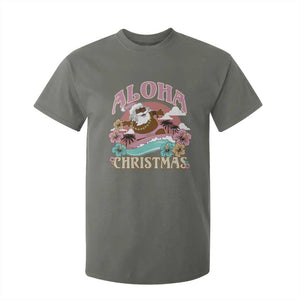 Hawaii Christmas T Shirt For Kid Retro African American Surfing Santa With Tattoos Aloha Christmas TS10 Military Green Print Your Wear