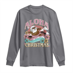 Hawaii Christmas Long Sleeve Shirt Retro African American Surfing Santa With Tattoos Aloha Christmas TS10 Charcoal Print Your Wear