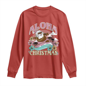 Hawaii Christmas Long Sleeve Shirt Retro African American Surfing Santa With Tattoos Aloha Christmas TS10 Red Print Your Wear