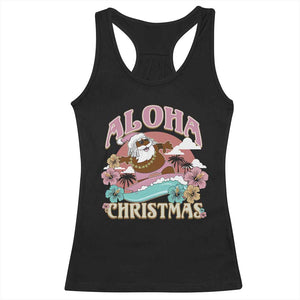 Hawaii Christmas Racerback Tank Top Retro African American Surfing Santa With Tattoos Aloha Christmas TS10 Black Print Your Wear