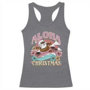 Hawaii Christmas Racerback Tank Top Retro African American Surfing Santa With Tattoos Aloha Christmas TS10 Charcoal Print Your Wear