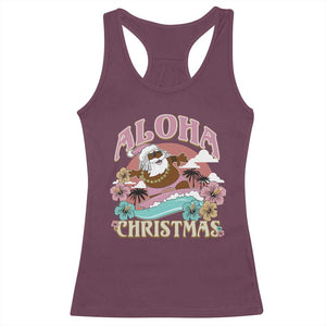 Hawaii Christmas Racerback Tank Top Retro African American Surfing Santa With Tattoos Aloha Christmas TS10 Maroon Print Your Wear
