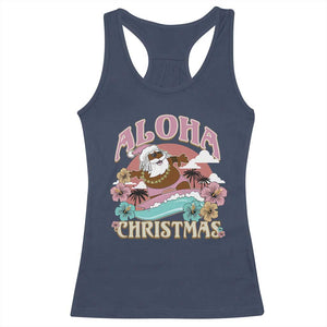 Hawaii Christmas Racerback Tank Top Retro African American Surfing Santa With Tattoos Aloha Christmas TS10 Navy Print Your Wear