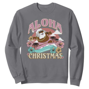 Hawaii Christmas Sweatshirt Retro African American Surfing Santa With Tattoos Aloha Christmas TS10 Charcoal Print Your Wear