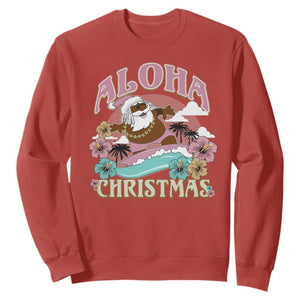Hawaii Christmas Sweatshirt Retro African American Surfing Santa With Tattoos Aloha Christmas TS10 Red Print Your Wear