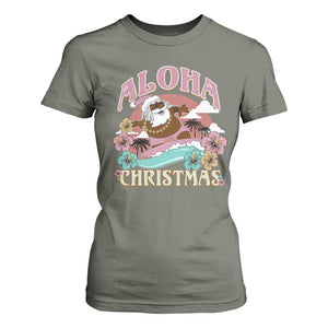 Hawaii Christmas T Shirt For Women Retro African American Surfing Santa With Tattoos Aloha Christmas TS10 Military Green Print Your Wear