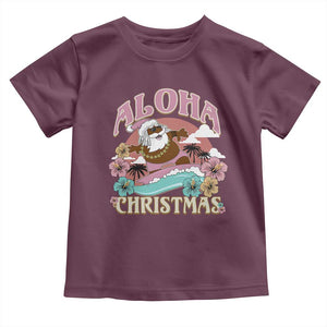Hawaii Christmas Toddler T Shirt Retro African American Surfing Santa With Tattoos Aloha Christmas TS10 Maroon Print Your Wear