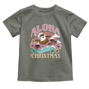 Hawaii Christmas Toddler T Shirt Retro African American Surfing Santa With Tattoos Aloha Christmas TS10 Military Green Print Your Wear