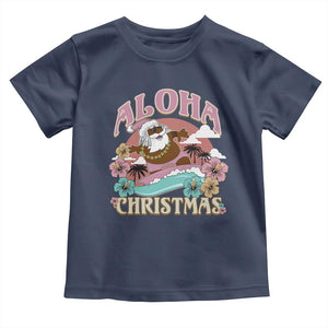 Hawaii Christmas Toddler T Shirt Retro African American Surfing Santa With Tattoos Aloha Christmas TS10 Navy Print Your Wear
