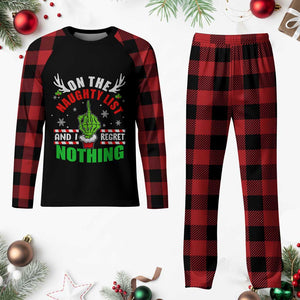 Funny Plaid Pajama Set On The List Of Naughty And I Regret Nothing Xmas Gift TS10 Buffalo Plaid Print Your Wear