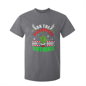 Funny Xmas T Shirt For Kid On The List Of Naughty And I Regret Nothing Christmas TS10 Charcoal Print Your Wear