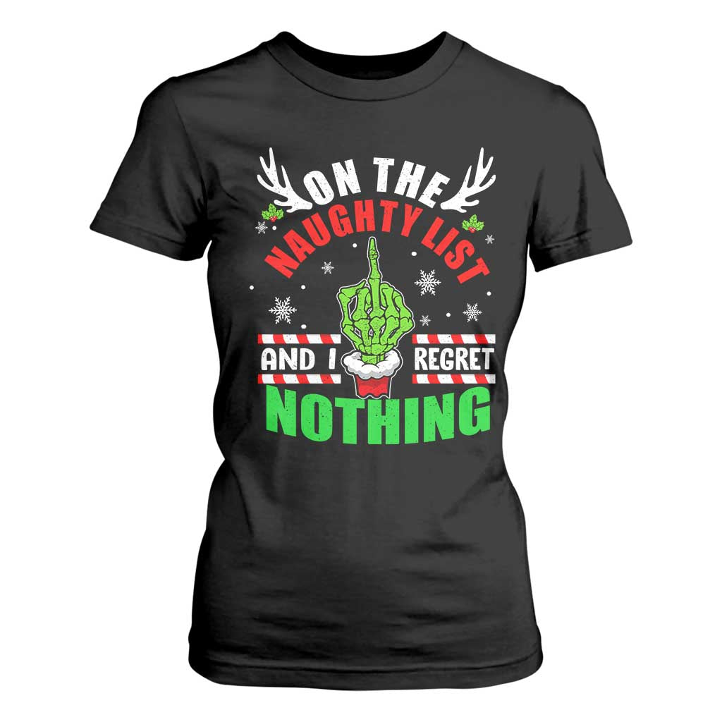 Funny Xmas T Shirt For Women On The List Of Naughty And I Regret Nothing Christmas TS10 Black Print Your Wear