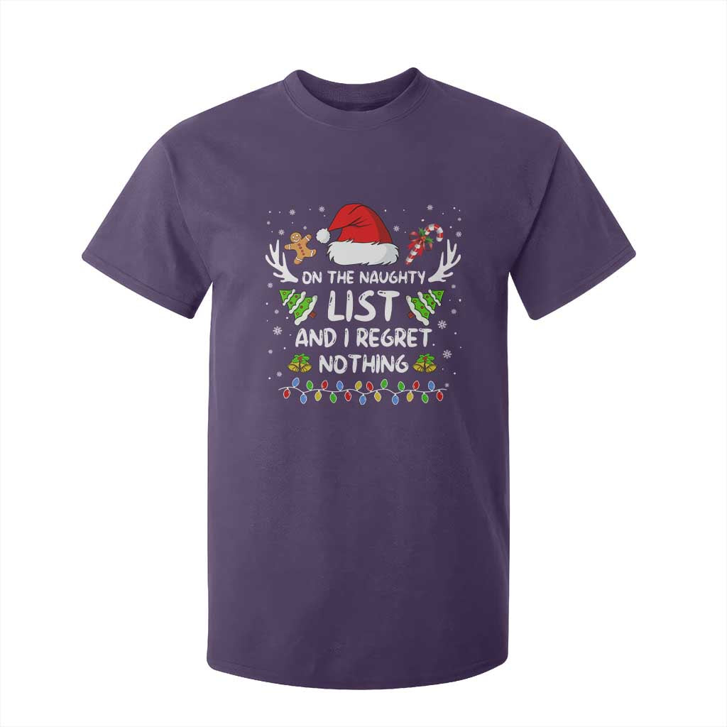 Funny Xmas T Shirt For Kid On The List Of Naughty And I Regret Nothing TS10 Purple Print Your Wear