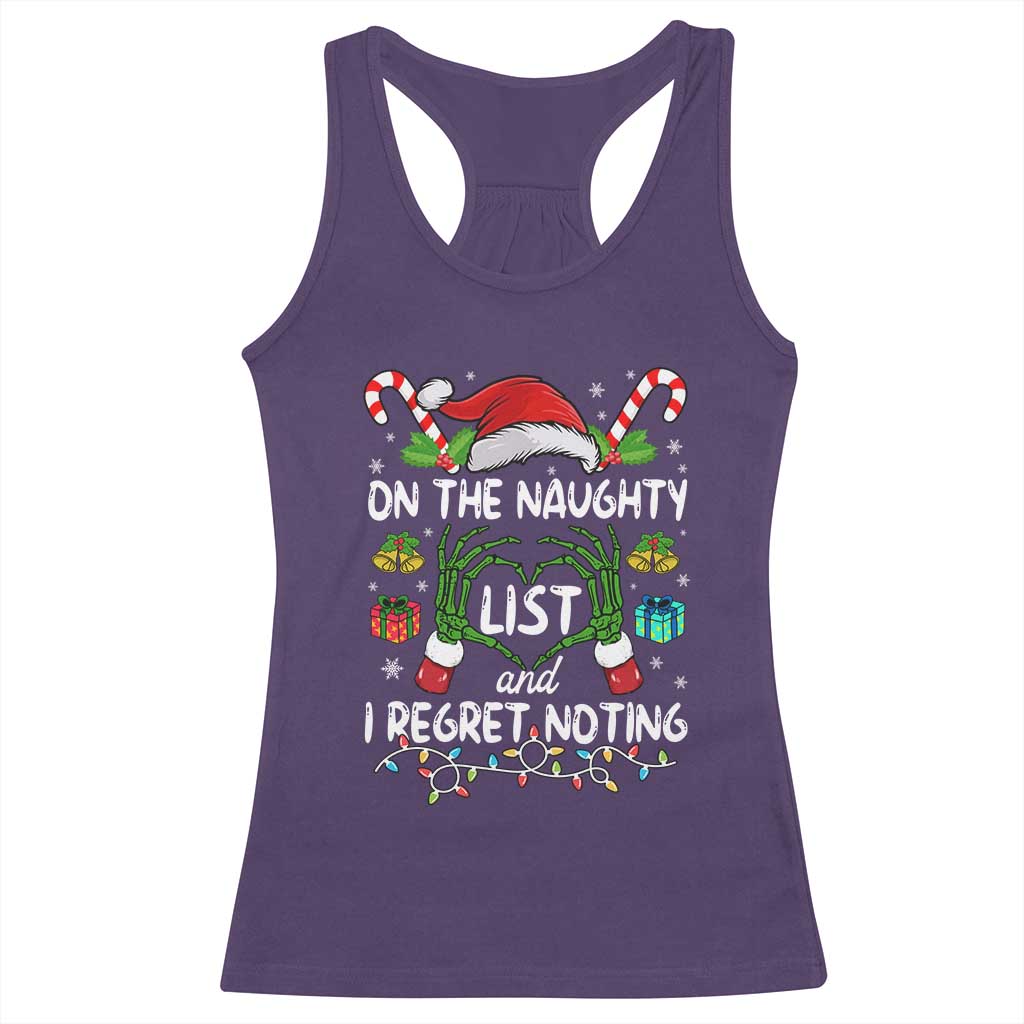 Funny Christmas Racerback Tank Top On The Naughty List And I Regret Nothing TS10 Purple Print Your Wear