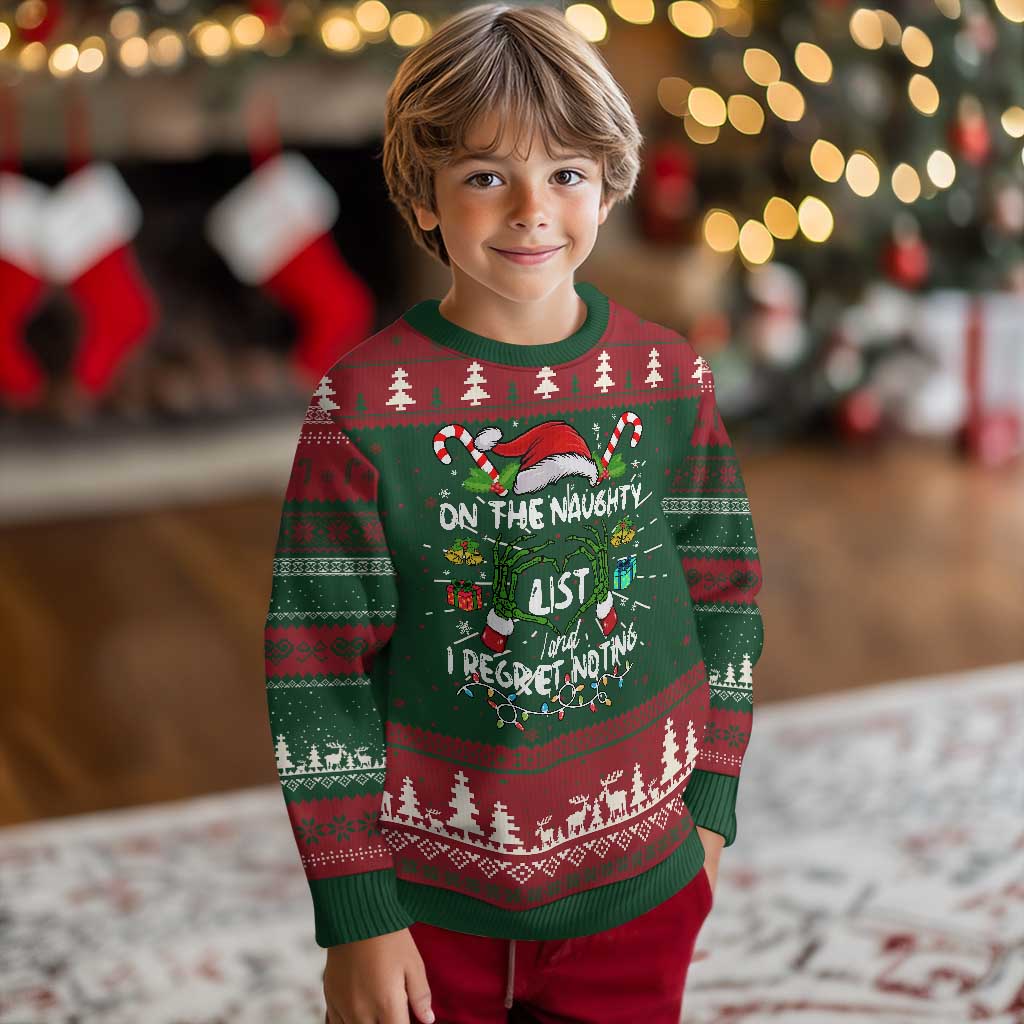 Funny Ugly Christmas Sweater On The Naughty List And I Regret Nothing Xmas Tee TS10 Christmas Print Your Wear