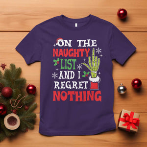 Funny Christmas T Shirt On The List Of Naughty And I Regret Nothing Xmas TS10 Purple Print Your Wear