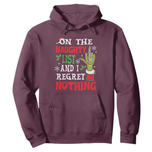 Funny Christmas Hoodie On The List Of Naughty And I Regret Nothing Xmas TS10 Maroon Print Your Wear