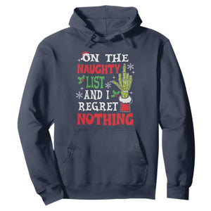 Funny Christmas Hoodie On The List Of Naughty And I Regret Nothing Xmas TS10 Navy Print Your Wear
