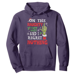 Funny Christmas Hoodie On The List Of Naughty And I Regret Nothing Xmas TS10 Purple Print Your Wear