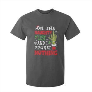 Funny Christmas T Shirt For Kid On The List Of Naughty And I Regret Nothing Xmas TS10 Dark Heather Print Your Wear
