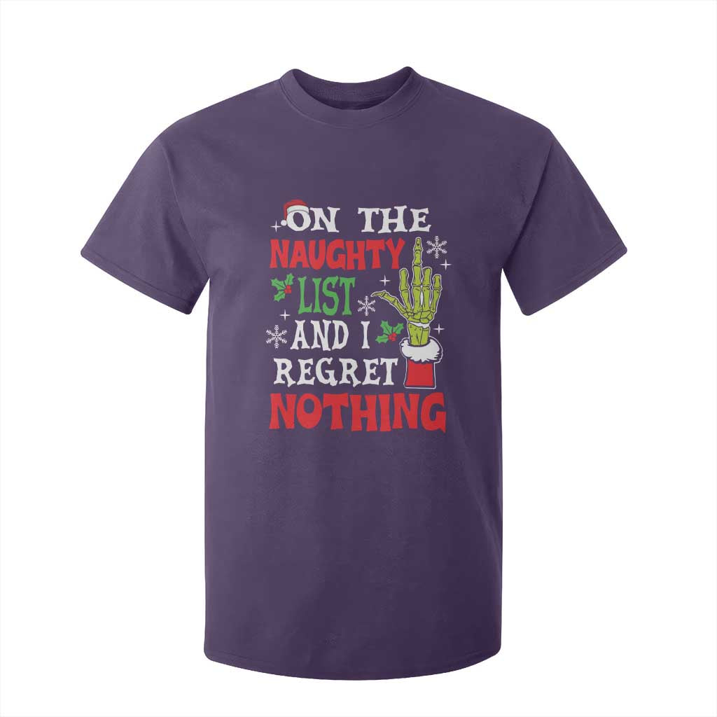 Funny Christmas T Shirt For Kid On The List Of Naughty And I Regret Nothing Xmas TS10 Purple Print Your Wear
