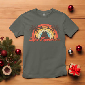 Hawaii Christmas T Shirt Mele Kalikimaka Retro Hawaiian Island Palm Tree Xmas Lights TS10 Military Green Print Your Wear