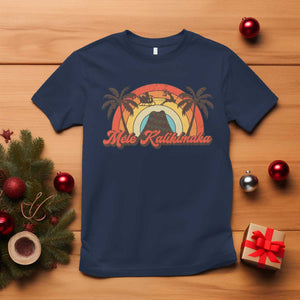 Hawaii Christmas T Shirt Mele Kalikimaka Retro Hawaiian Island Palm Tree Xmas Lights TS10 Navy Print Your Wear