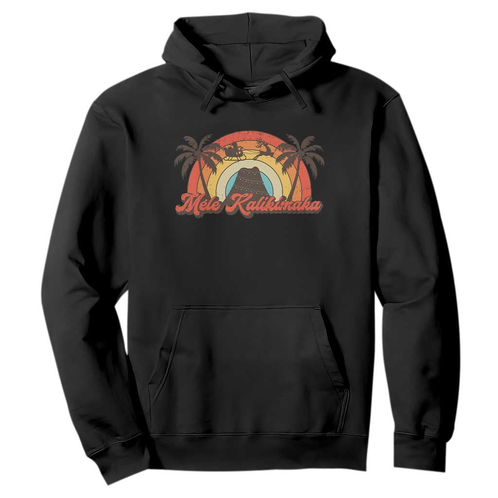 Hawaii Christmas Hoodie Mele Kalikimaka Retro Hawaiian Island Palm Tree Xmas Lights TS10 Black Print Your Wear