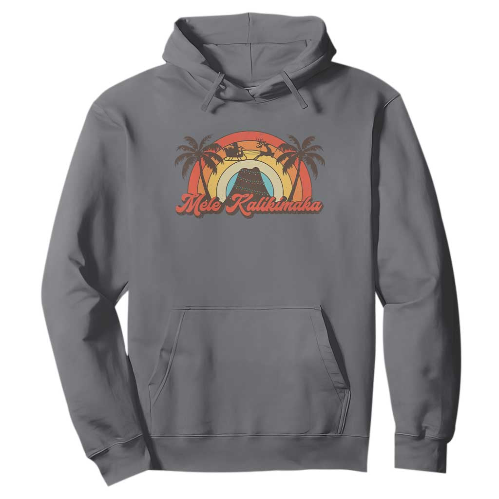 Hawaii Christmas Hoodie Mele Kalikimaka Retro Hawaiian Island Palm Tree Xmas Lights TS10 Charcoal Print Your Wear