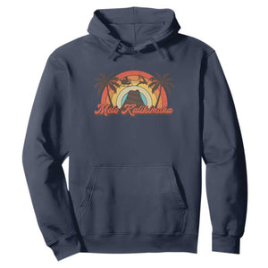 Hawaii Christmas Hoodie Mele Kalikimaka Retro Hawaiian Island Palm Tree Xmas Lights TS10 Navy Print Your Wear