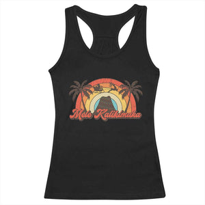 Hawaii Christmas Racerback Tank Top Mele Kalikimaka Retro Hawaiian Island Palm Tree Xmas Lights TS10 Black Print Your Wear