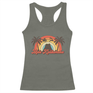 Hawaii Christmas Racerback Tank Top Mele Kalikimaka Retro Hawaiian Island Palm Tree Xmas Lights TS10 Military Green Print Your Wear
