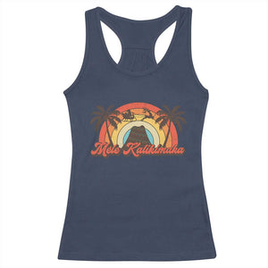 Hawaii Christmas Racerback Tank Top Mele Kalikimaka Retro Hawaiian Island Palm Tree Xmas Lights TS10 Navy Print Your Wear