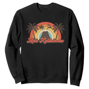 Hawaii Christmas Sweatshirt Mele Kalikimaka Retro Hawaiian Island Palm Tree Xmas Lights TS10 Black Print Your Wear