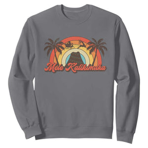 Hawaii Christmas Sweatshirt Mele Kalikimaka Retro Hawaiian Island Palm Tree Xmas Lights TS10 Charcoal Print Your Wear