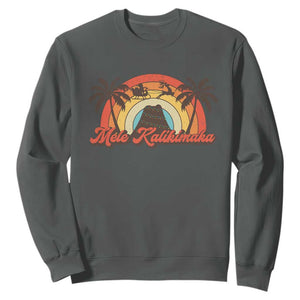 Hawaii Christmas Sweatshirt Mele Kalikimaka Retro Hawaiian Island Palm Tree Xmas Lights TS10 Dark Heather Print Your Wear