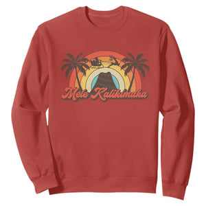 Hawaii Christmas Sweatshirt Mele Kalikimaka Retro Hawaiian Island Palm Tree Xmas Lights TS10 Red Print Your Wear