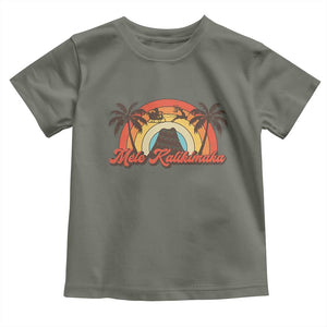 Hawaii Christmas Toddler T Shirt Mele Kalikimaka Retro Hawaiian Island Palm Tree Xmas Lights TS10 Military Green Print Your Wear