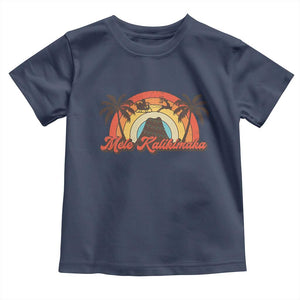 Hawaii Christmas Toddler T Shirt Mele Kalikimaka Retro Hawaiian Island Palm Tree Xmas Lights TS10 Navy Print Your Wear