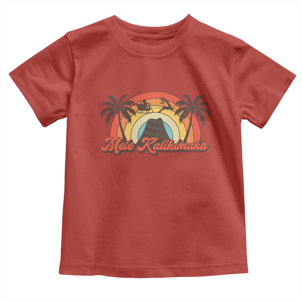 Hawaii Christmas Toddler T Shirt Mele Kalikimaka Retro Hawaiian Island Palm Tree Xmas Lights TS10 Red Print Your Wear