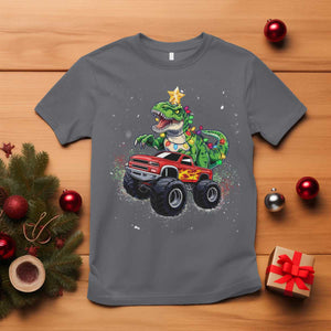 Christmas Dinosaur Monster Truck T Shirt TS10 Charcoal Print Your Wear